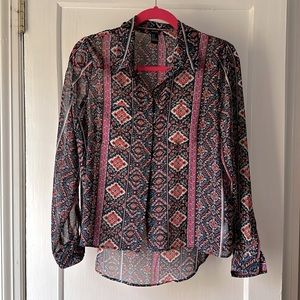 Sheer floral pattern blouse